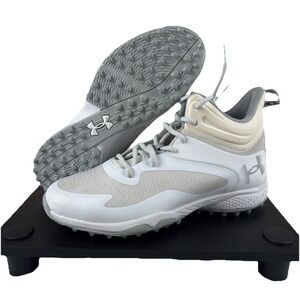 Under Armour Command TF Turf Lacrosse Shoes 3028152-100 White Gray Men's 9.5 New